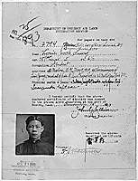 Document with photograph certifying that a certificate of identity was issued