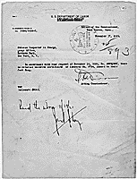Letter transmitting the certificate of identity of Louie Jock Sung