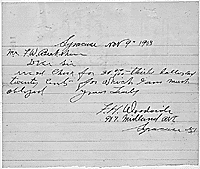 Hand written receipt for $30.20 from F.H. Woodside