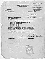 Letter of transmittal returning files to the Commissioner of Immigration at Ellis Island