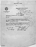 Letter from the Narcotic Agent in Charge at Boston, Mass. returning a Certificate of Residence for Hong Ong to the Commissioner of Immigration at New York City