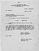 Letter transmitting the file of Warren Wong
