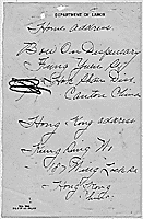 Hand-written note with two addresses in China