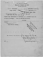 Transcript of a telegram concerning the quarantine of Warren Wong