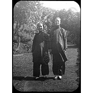Portrait of two Chinese women in traditional clothing<br/>